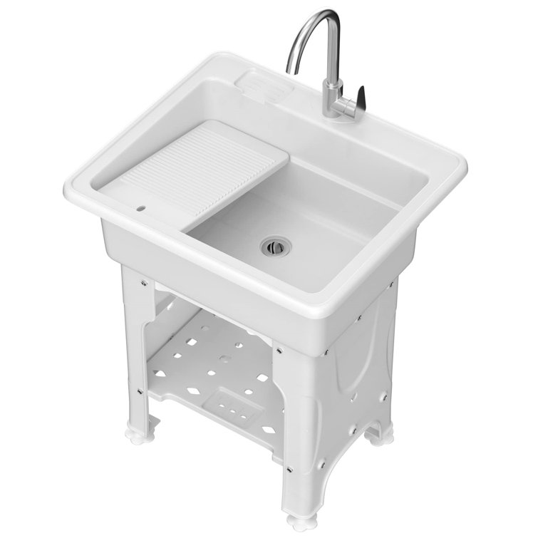Kieous Gap Freestanding Plastic Laundry Tub With Washboard, W25.4" X